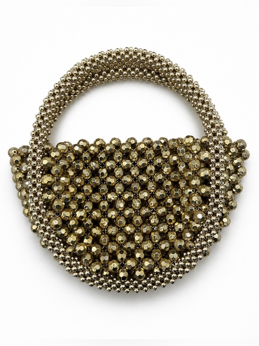 Y2K gold metallic disco chunky beaded mini bag